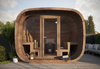 Sauna Cubus Premium (Parabrezza completo) da esterno per 4 persone / Stufa elettrica o a legna Harvia 400 / Abete rosso scandinavo di alta qualità trattato termicamente