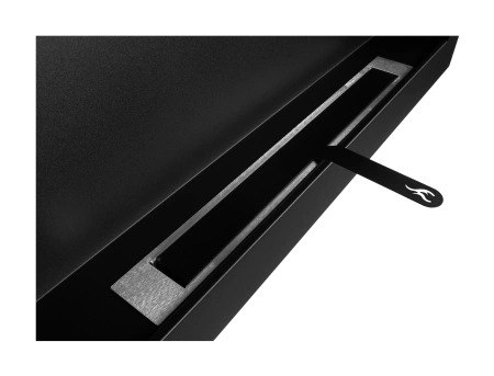 Κρεμαστό βιο-τζάκι BOX 900x400, μαύρο ματ με υφή – ένα μοντέρνο τζάκι χωρίς καμινάδα