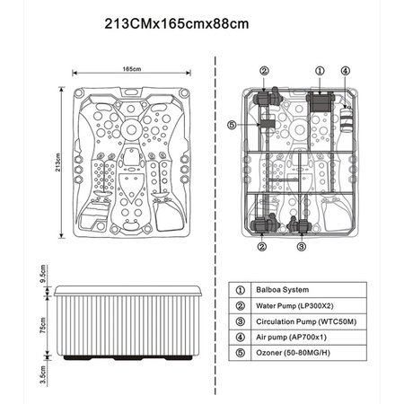 Dārza džakuzi vanna SPA754 - elegance un atpūta jūsu dārzā