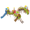 Parque infantil Playground complex “Steamlet 7” TE707 – grande conjunto com 5 torres, vários escorregas (700–1500 mm) e módulos de escalada, para máx. 8 crianças, série Fairytale Forest