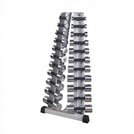 BT410.1 — Suporte com conjunto de halteres cromados (0,5–10 kg) | Conjunto profissional para ginásio