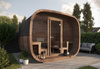Sauna Cubus Premium (Parabrezza completo) da esterno per 4 persone / Stufa elettrica o a legna Harvia 400 / Abete rosso scandinavo di alta qualità trattato termicamente