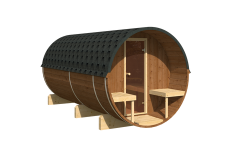 Sauna extérieur EDA 400 – sauna premium spacieuse pour 6–12 personnes avec poêle électrique ou poêle à bois, pour la famille et les amis