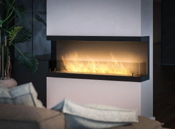 Solidny biokominek Inside C1200 v3 — minimalistyczny kominek do zabudowy we wnęce (2 l, palenisko 1000 mm)