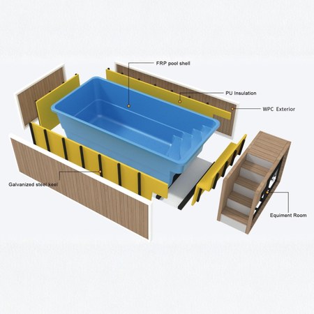 Piscina autoportante moderna con vetrata AG-320 3.2×2 m – piscina da giardino di lusso senza scavi con accessori