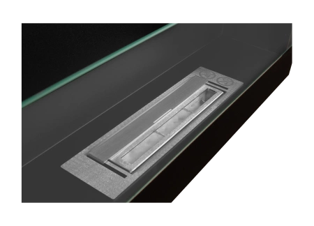 Wandbiohaard met glas 650x400 – mat structuurbruin, bio-ethanolhaard voor binnen