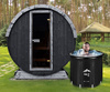 Buitenterras sauna Zwarte Paaseditie + IJsbak / Elektrische kachel of WIFI kachel / Hoogwaardig Scandinavisch sparrenhout (Thermowood)