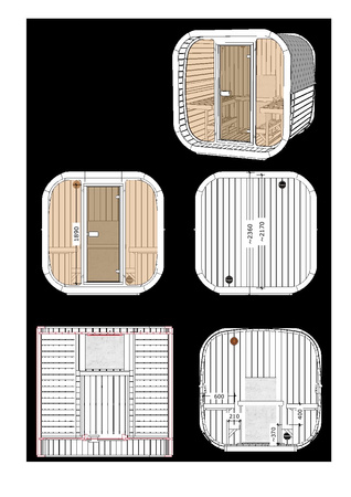 Sauna exterior Icon 220 XL 4 personas / Calentador eléctrico o de leña Harvia / Abeto escandinavo tratado térmicamente de alta calidad | Wellness | Relax | SPA | Minimalismo Elegante | Relajación de Lujo