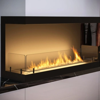 Elegantne biokamin Inside C1000 v3 - minimalistlik sisseehitatud kamin LONGFIRE 800 põletiga ja Antisol klaasiga