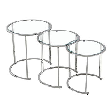 Set van 3 salontafels van roestvrij staal in zilver kleur – luxe en lichtheid in jouw interieur