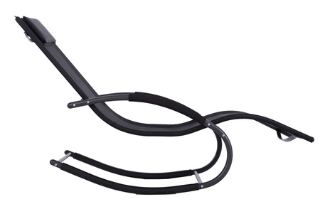 Garden Lounger with Headrest | Folding beach lounger for balcony or patio Black/Grey | Garden furniture, relaxation, modern style
