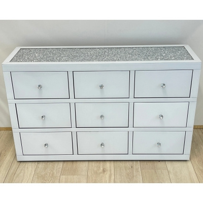  GLASS CHEST OF DRAWERS WITH CRYSTALS AMARO 9 DRAWERS • glass + MDF • 130 × 80 × 40 cm