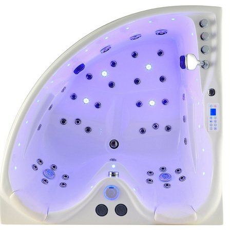 WANNA Z HYDROMASAŻEM I PODGRZEWACZEM ROMA 764  PRAWA • BIAŁA • 45 DYSZ  150×150