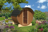 Outdoor Barrel Sauna EDA 220 voor 4 personen / Harvia elektrische of houtkachel / Hoogwaardig Scandinavisch sparrenhout (Thermwood)