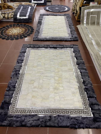 Covor de lux din piele de oaie autentică cu blană lungă - Handmade, Versace Style