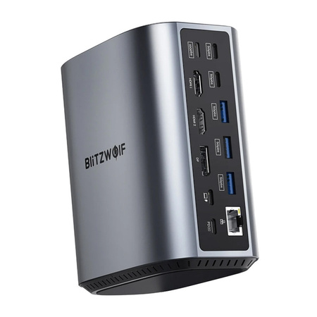 17in1 Blitzwolf telakointiasema BW-TH15 2xHD+DP+4xC+3xUSB 3.0+USB 3.1+C 3.2+C PD+RJ45+micro SD+SD+SD+3.5mm Audio