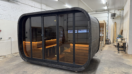 Outdoor sauna KLAAR for 4-6 people with Harvia Vega stove + cosmetics & accessories