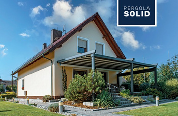 Laisvai pastatoma pavėsinė "Pergola Solid" - moderni aliuminio sodo pavėsinė su stogeliu