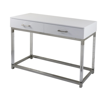Konsola ROYALTON WHITE 120×40×80 cm – biała, akryl + stal szlachetna, do przedpokoju i salonu