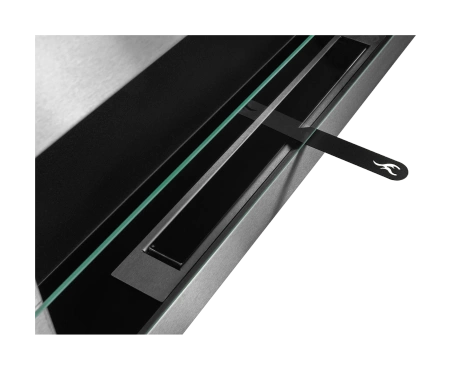 Hengende biopeis i rustfritt stål med glass 900x400 – moderne design