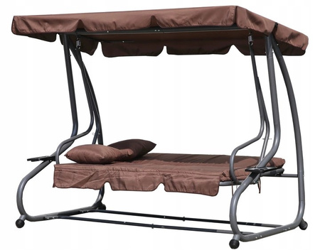 Leagăn de grădină pliabil cu 3 locuri 2in1 perne maro MultiGarden | mobilier de grădină, agrement, stil modern