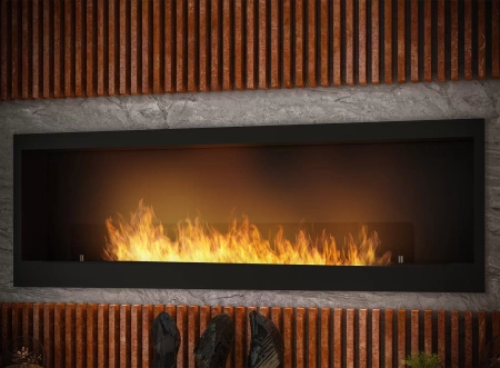 Minimalistički bioetanol kamin za ugradnju Inside 1500 – crni, Antisol staklo