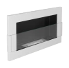 Wall-hung bio-ethanol fireplace with glass 650x400 – glossy white, indoor bio-ethanol fireplace