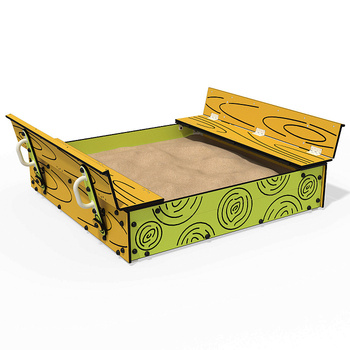 Sandkasten Viking LK310 – Großer Sandkasten aus Holz mit Abdeckung und Bänken