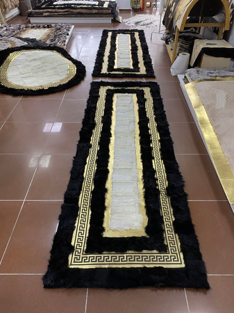 Tapete de luxo em pele natural de ovelha e vaca - pelo comprido, estilo Versace