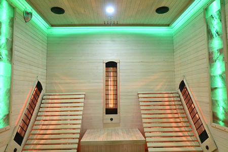 MO-RL4SL Infrasarkanā sauna ar atpūtas krēsliem un sāls akmeni | Wellness | Relax | Spa | Gatavs montāžai | Skandināvu stils