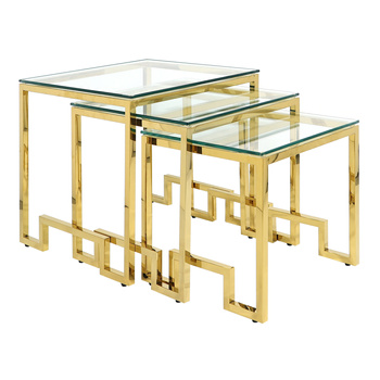 Set of 3 Stainless Steel Tables – Elegance in golden Color