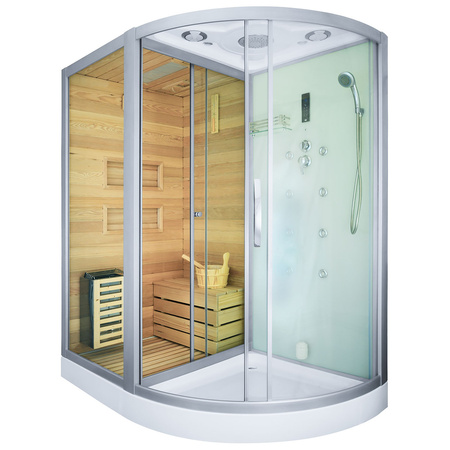 MO-1751W left TRIO, sauna secca, sauna a vapore e cabina doccia 180X110X223CM