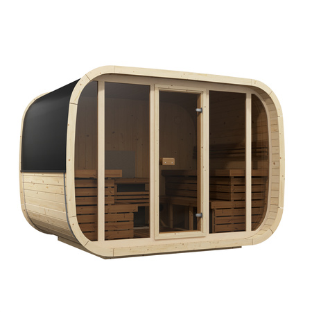 Outdoor sauna KLAAR for 4-6 people with Harvia Vega stove + cosmetics & accessories