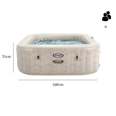 Jacuzzi Inflável INTEX 28472 – SPA Quadrado para 6 pessoas, 196 x 71 cm com Hidromassagem e Conjunto Premium