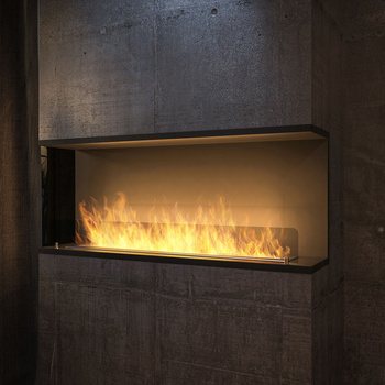 Aesthetic bioethanol fireplace Inside C1200 v2 — minimalist built‑in fireplace for a recess (3 l, 1000 mm burner)