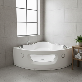 Vasca da bagno Flores 601H bianca con idromassaggio e riscaldatore 140x140 cm – vasca SPA angolare per il bagno
