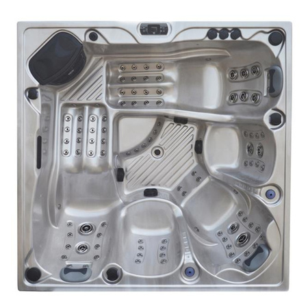 Jacuzzi ogrodowe SPA340ECO Cappuccino 220x220 cm – ekologiczna wanna SPA z szarą obudową drewnopodobną