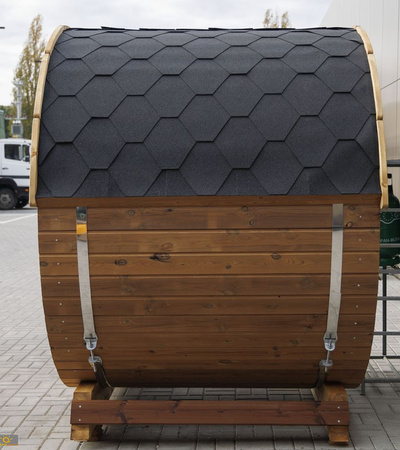 Außenterrassensauna / Harvia Elektroofen oder WLAN-Ofen / Hochwertige skandinavische Fichte (Thermoholz) | Montagefertig | Für Familie und Freunde