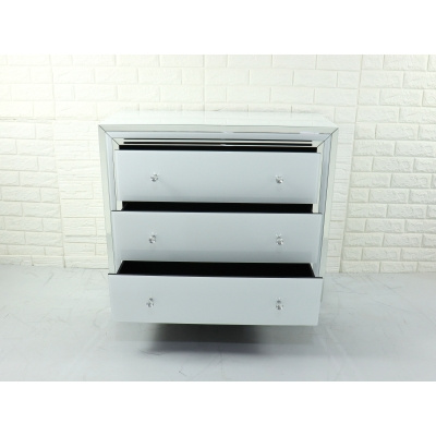 XANDRE Стъклена чанта - 3 чекмеджета - стъкло + MDF - 90 × 80 × 40 cm