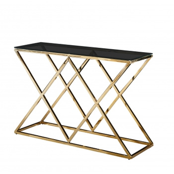 KONSOL I RUSTFRIT STÅL – geometrisk design & luksuriøs form, Guld/Sort