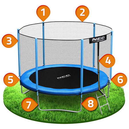 Tuintrampoline 8ft/252 cm met buitennet en ladder