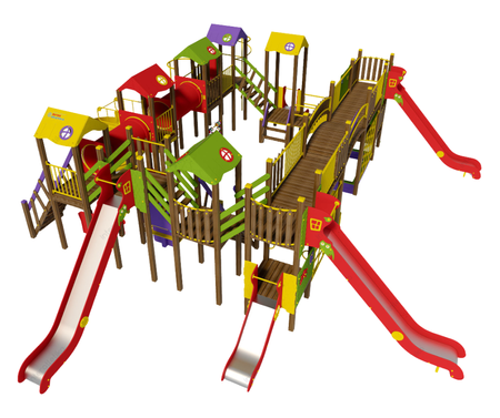 Възпроизвеждане на комплекс "Bastion-1 NEW" - Детска площадка, фитнес поддръжка, пързалки