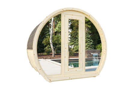 Outdoor sauna SUSI for 2-3 people with Harvia Vega sauna heater + freebies | cosmetics + sauna accessories | Finnish sauna | thermwood | Thermally Modified Wood