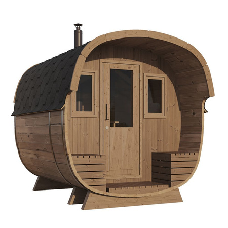 Sauna Icon 292 Zewnętrzna Dla 6 osób / Piec elektryczny lub Opalany Drewnem Harvia / Wysokiej Jakości Świerk Skandynawski (Thermowood) | Wellness | Relax | SPA | Dla Rodziny i Przyjaciół | Gotowa do Montażu