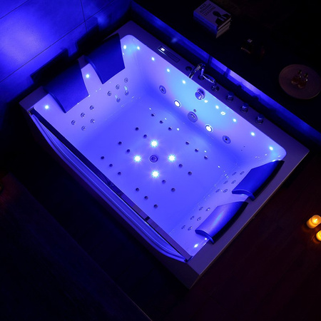 WHome Whirlpool Bath | White 42 Jets 180×120 | Jacuzzi