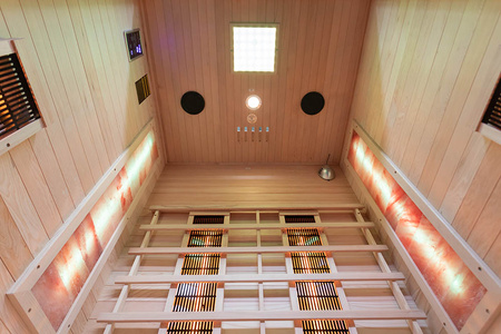 Sauna de infrarrojos con piedras de sal del Himalaya MO-EA2R | Wellness | Relax | SPA | Madera Termotratada | Madera Natural