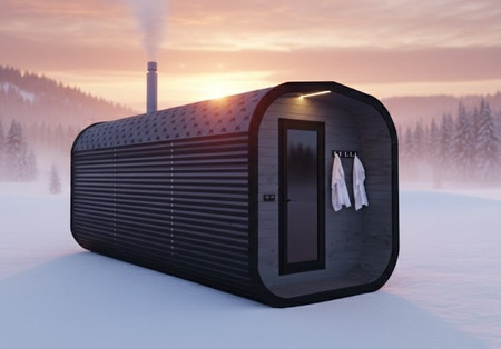 Luksuriøs moderne udendørs saunakube spa til haven med panoramaudsigt året rundt