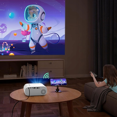 Mini bærbar projektor 2,4/5GHz Miracast Airplay Full HD til smartphone 3000lm Zenwire d300s