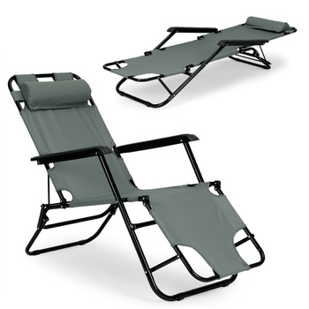 Garden Lounger with Headrest | Folding beach lounger for balcony or patio Green/Black/Blue/Beige | Garden furniture, relaxation, modern style