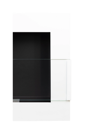 Væghængt bioethanolpejs 900x400 med glas – blank hvid, moderne bioethanolpejs